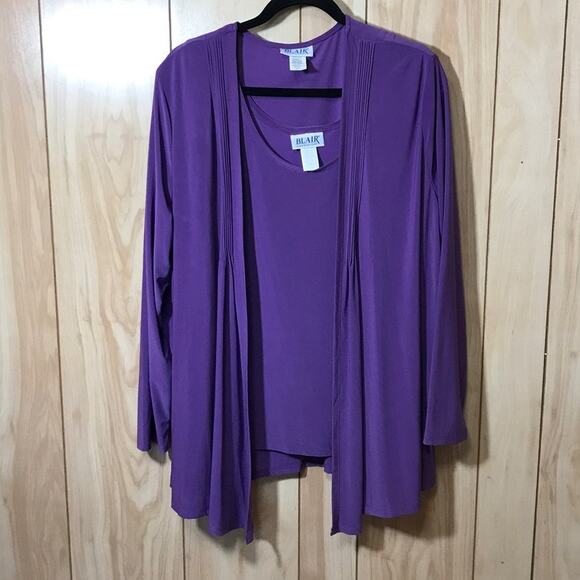 Blair Purple Scoop Neck Sleeveless & Matching Long Sleeve Top 2pc XLG - Picture 1 of 8